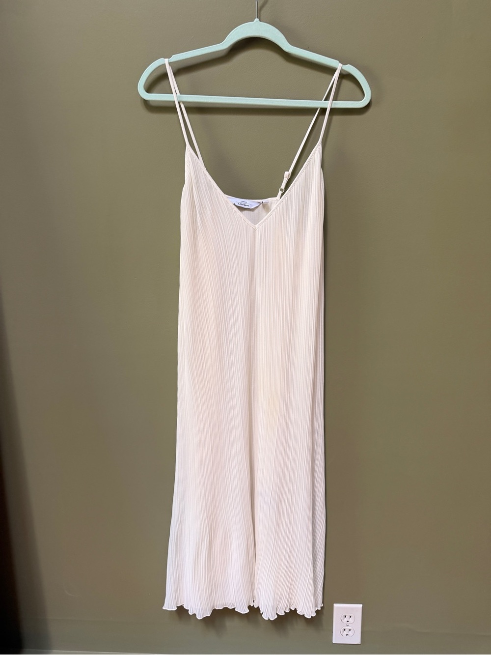 & Other Stories Pleated Slip Dress in Soft Cream